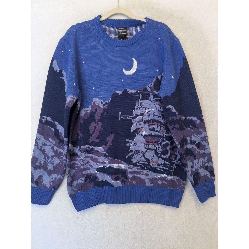 NEW Our Universe Sweater Women's MD Blue Howl's Moving Castle Intarsia Knit